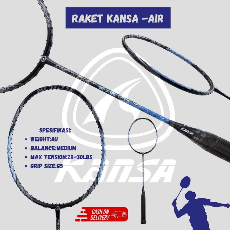 Raket Badminton Kansa Angin/ Api/ Air/ Tanah/ Kayu 30lbs Original