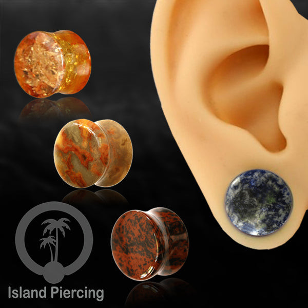 Genuine stone ear plugs untuk tinidik Piercing large Gauge