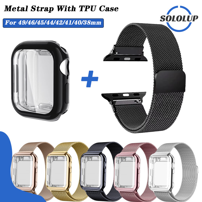 2 In 1 TPU Case Milanese Loop Strap for Apple Watch Ultra 3 2 SE 3 2 IWatch Series 11 10 9 8 7 6 49m