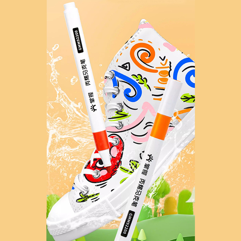 

D3W! GRASP Set Marker Acrylic Warna 12/24/36/48 Pena Kuas Brush Sketsa Anak Pelajar Cepat Kering