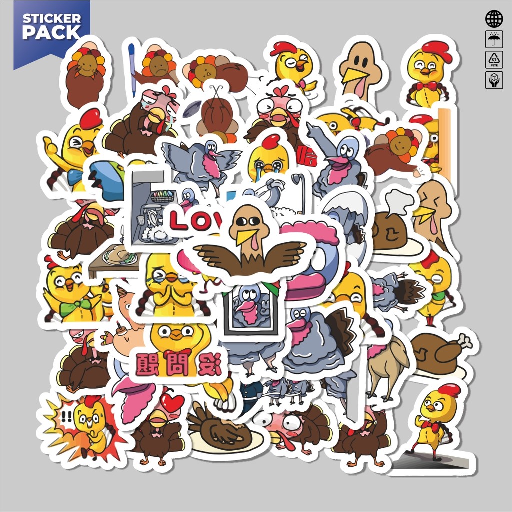 

[100PCS]Stiker Pack Hewan Kalkun Aesthetic Vinyl Anti Air Dekorasi Sticker Laptop Buku Journal Koper Helm Casing HP Gitar Helm Skateboard