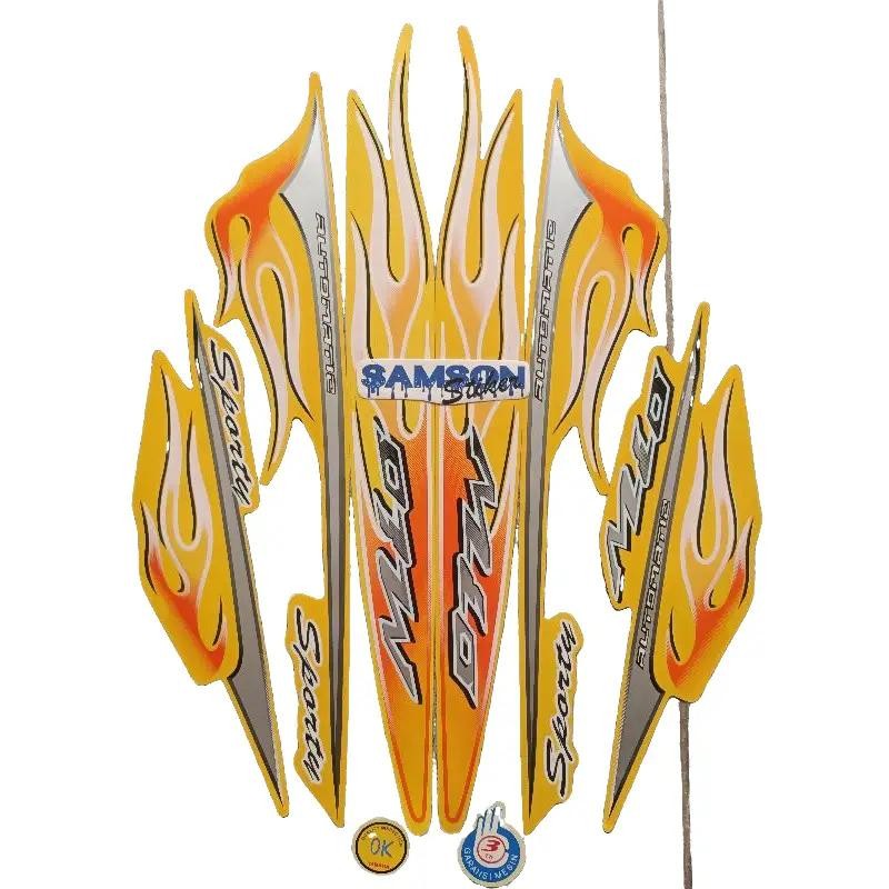 Stiker Striping Motor Yamaha Mio Sporty Api Tahun 2006 Warna Kuning Full Body Motorcycle striping mi