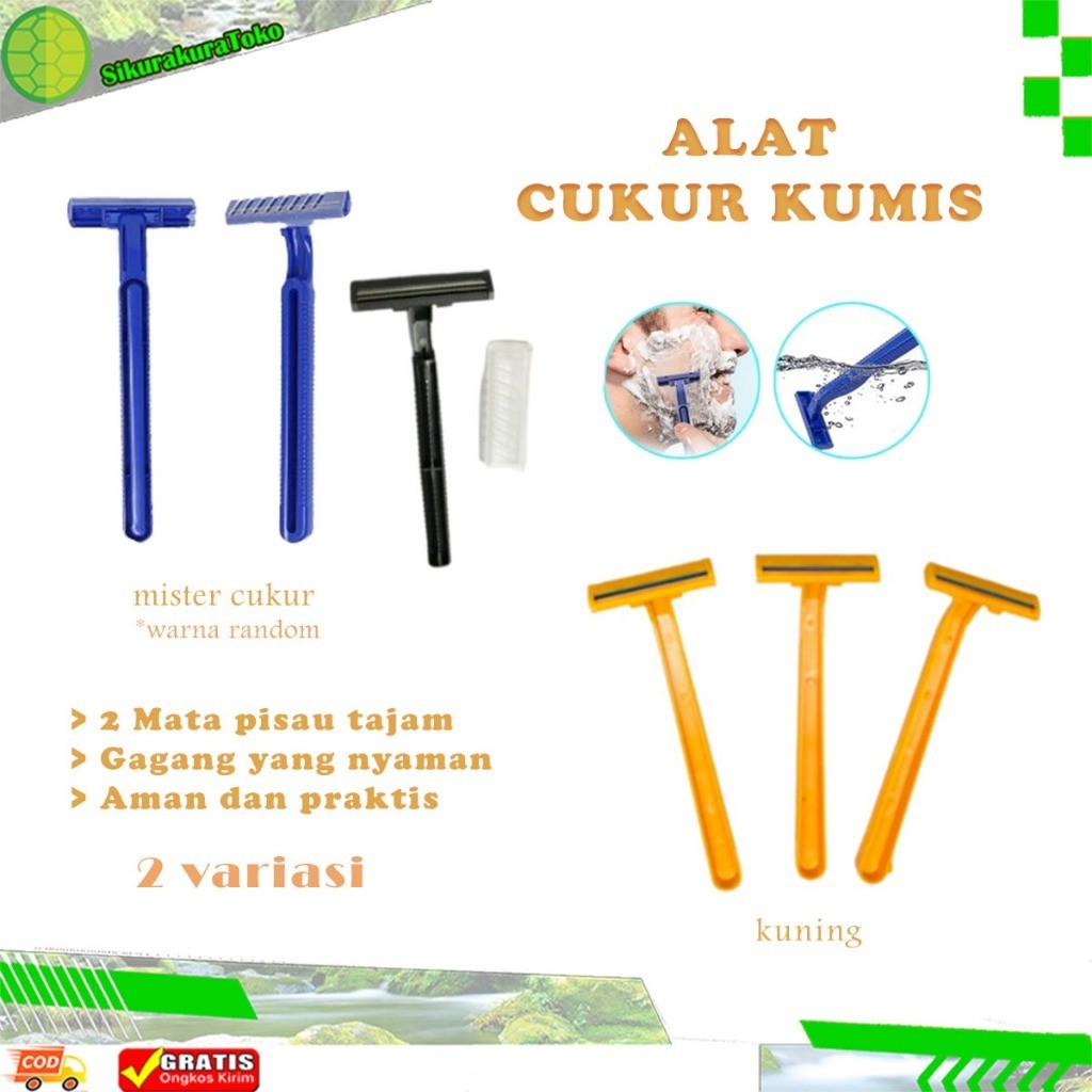 Alat Cukur Kumis Dan Jenggot Biru 2 Mata pisau / silet cukuran / alat kerik potong bulu kemaluan