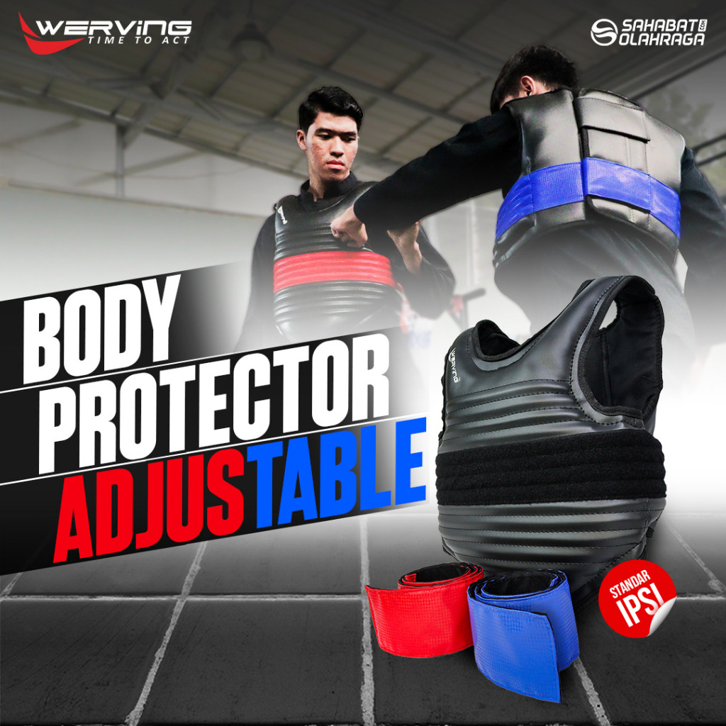 Body Protector Silat Werving Velcro Adjustable List Merah Biru