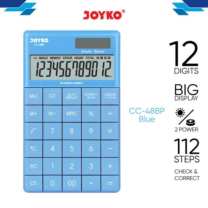 

JOYKO Calculator Kalkulator CC-48BP 12 Digits Check Correct - Blue and Pink