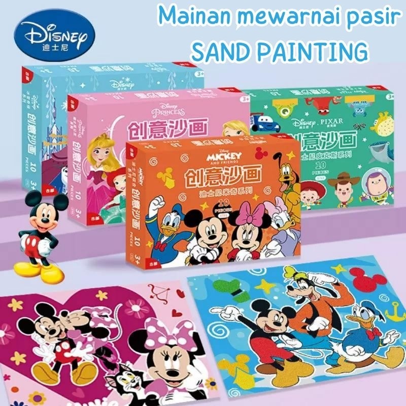 Disney diy sand painting art mainan mewarnai pasir princess mickey mouse frozen Disney Pixar mainan 
