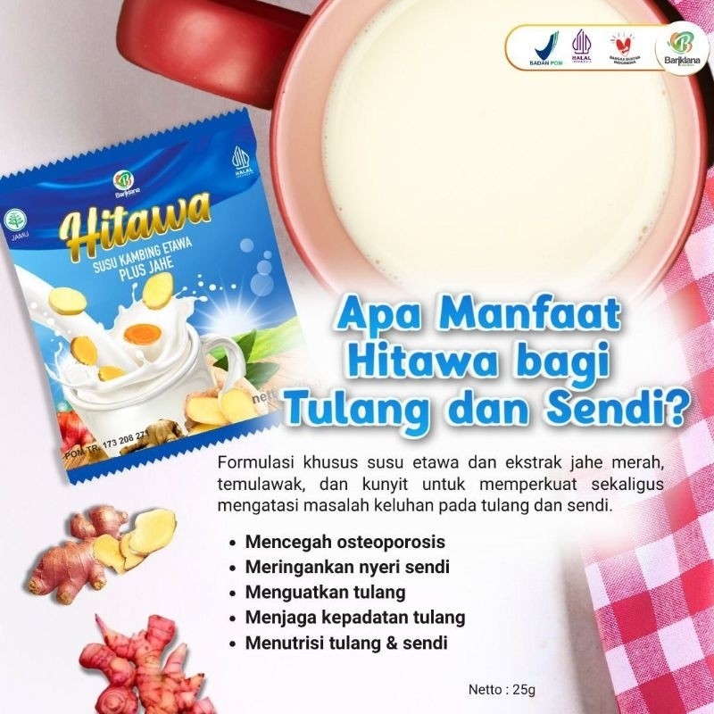 

HITAWA SACHET Susu Kambing Etawa BARIKLANA untuk Tulang Sendi | Susu Jahe | Terapi Kolesterol Asam Urat Rematik Badan Pegal Linu