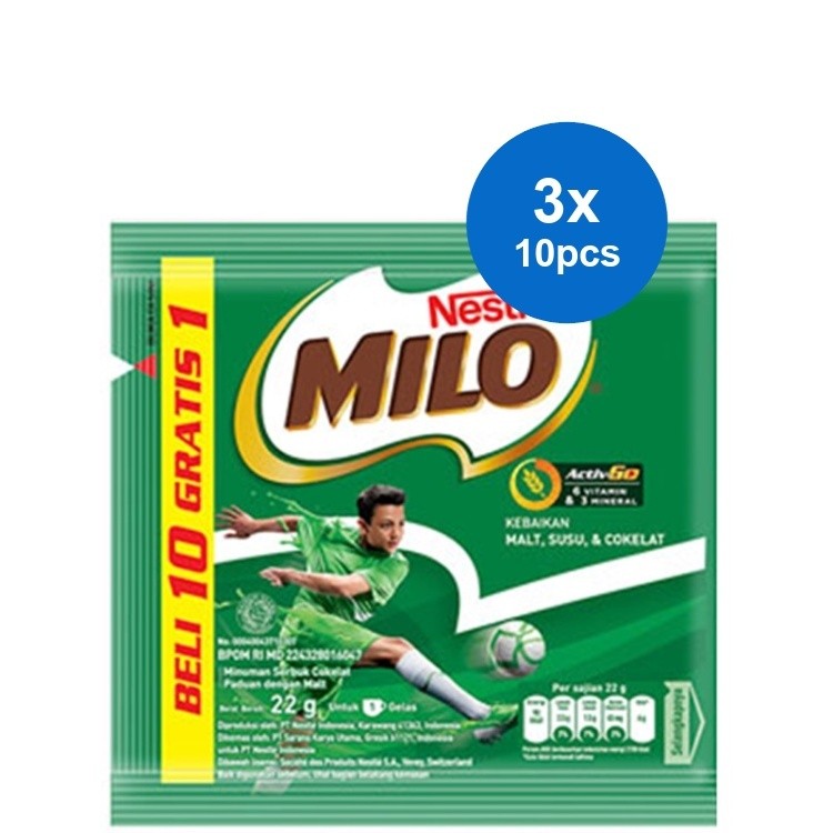 

MILO ACTIV-GO Susu Coklat Renceng Triplepack 10 x 22 gr
