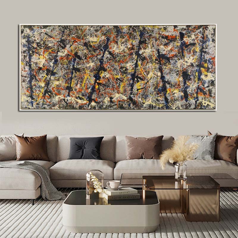 

Blue poles (Number 11) by Jackson Pollock Hand-painted abstract oil painting on canvas Modern Wall Pictures For Living Room