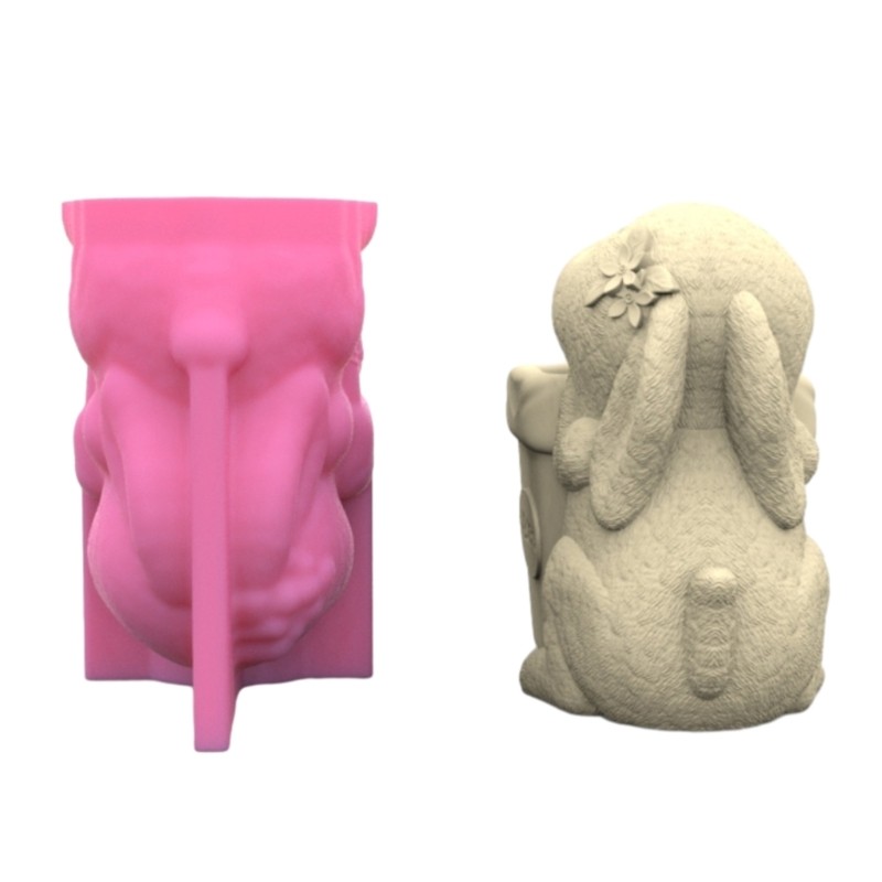 

Pen Holder Flower Silicone Mold Rabbit Epoxy Resin Mold DIY Decoration Tools Planter Making Supplies