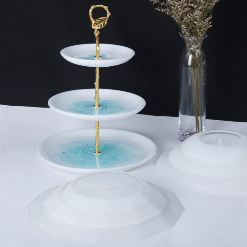 

DIY Three-layer Round Tray Silicone Mold Fruit Tea Plate Epoxy Resin Mold Cup pad Mould For Resin Table