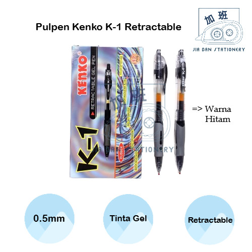

Pulpen Kenko K-1 0.5mm Retractable Bolpen Pena Gel Pen K1 Hitam | JBS