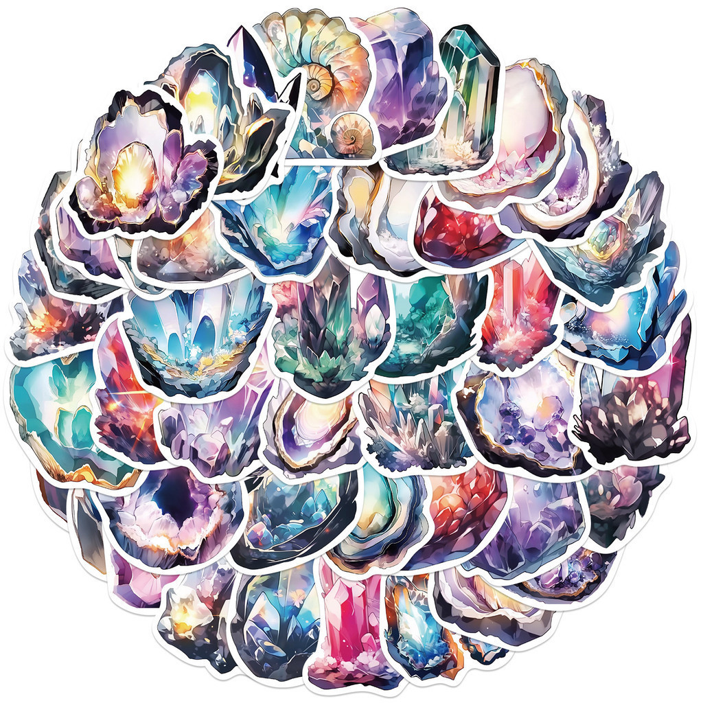 

50PCS Colorful Quartz Crystal Waterproof Graffiti Stickers for Helmet Bicycle Hand Account Pencil Case Decals