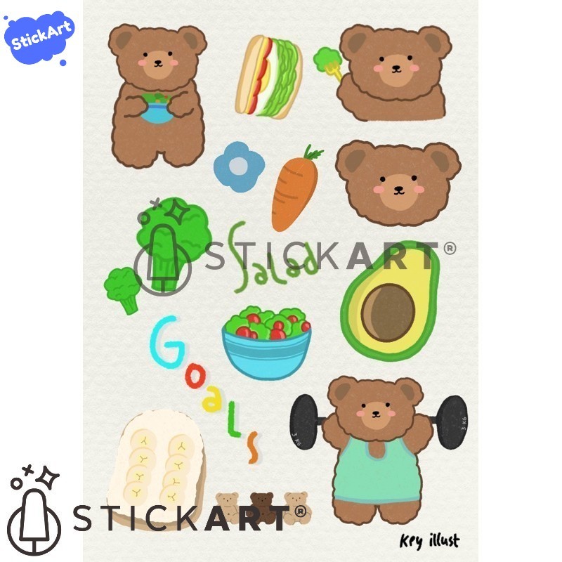 

[STICKART] Bear sticker/ stiker beruang/ aesthetic sticker set KP04 BAHAN DAN KWALITAS PREMIUM