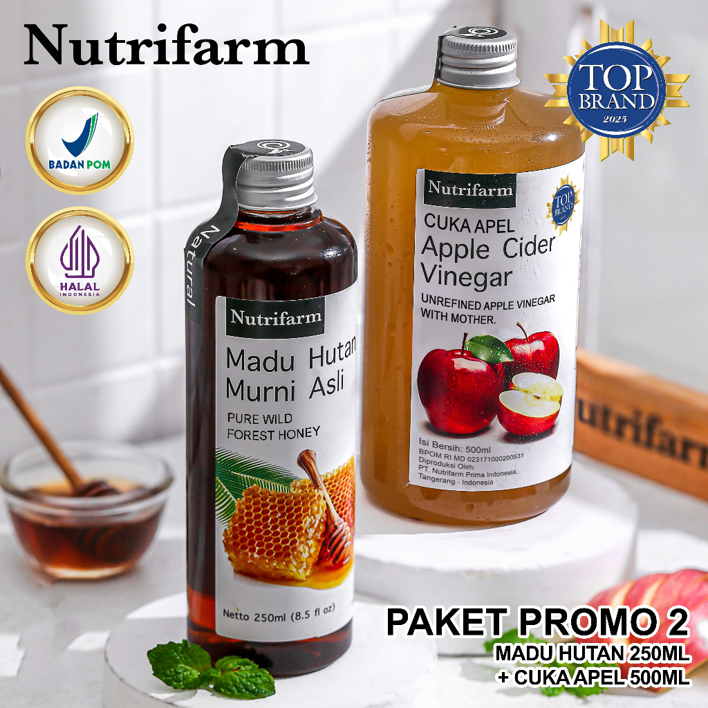 

NEW Nutrifarm Paket Promo Cuka Apel 500 ml Dan Madu Hutan 250ml PREMIUM