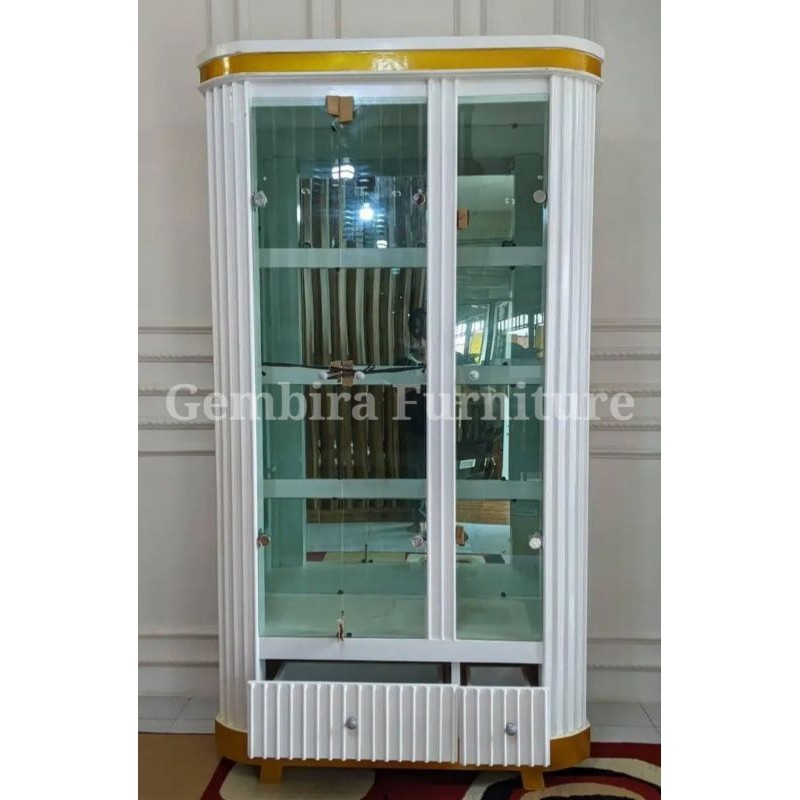 bufet lemari kaca almari bifet drawer rak tas sepatu piala pajangan hiasan storage meja kaca hotel l