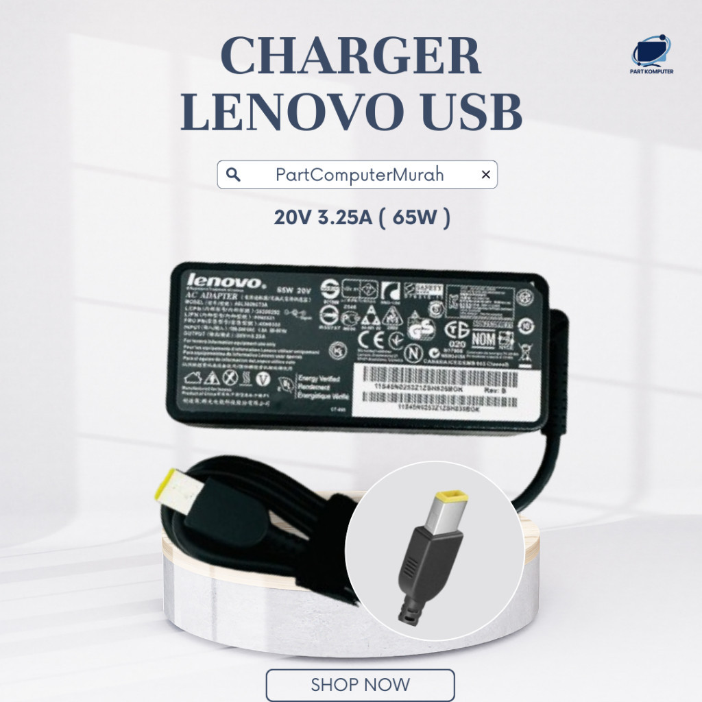 Adaptor Charger Laptop for Lenovo ThinkPad 20V 45W/65W/90W USB