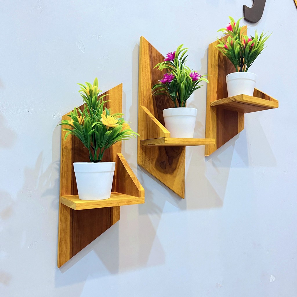 Rak Gantung Tempel Dinding Untuk Bunga Bahan Kayu JATI ASLI / Rak Ambalan Hiasan Dinding Ruang Tamu