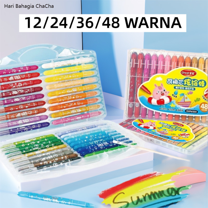 

Crayon Krayon Set 48 Warna Water Soluble Pastel Lukisan Anak Rotasi Tahan Air