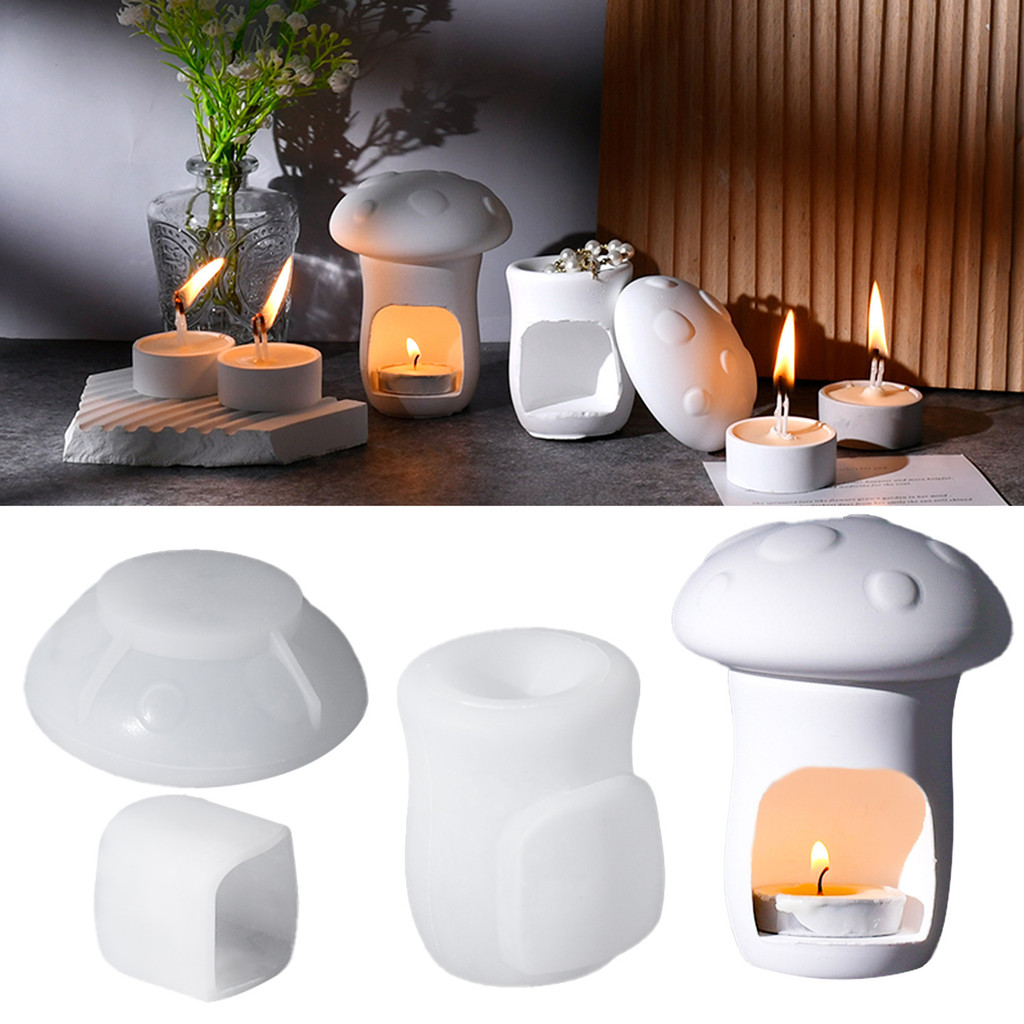

Mushroom Candle Light Cup Holder Gypsum Plaster Molds DIY Scented Agaric Wax Silicone Mold Craft Ornament Cement Resin Mould