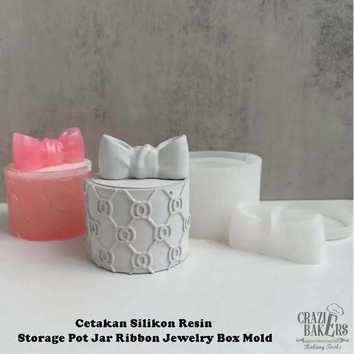 Cetakan Silikon Resin Storage Pot Jar Ribbon Jewelry Box Mold