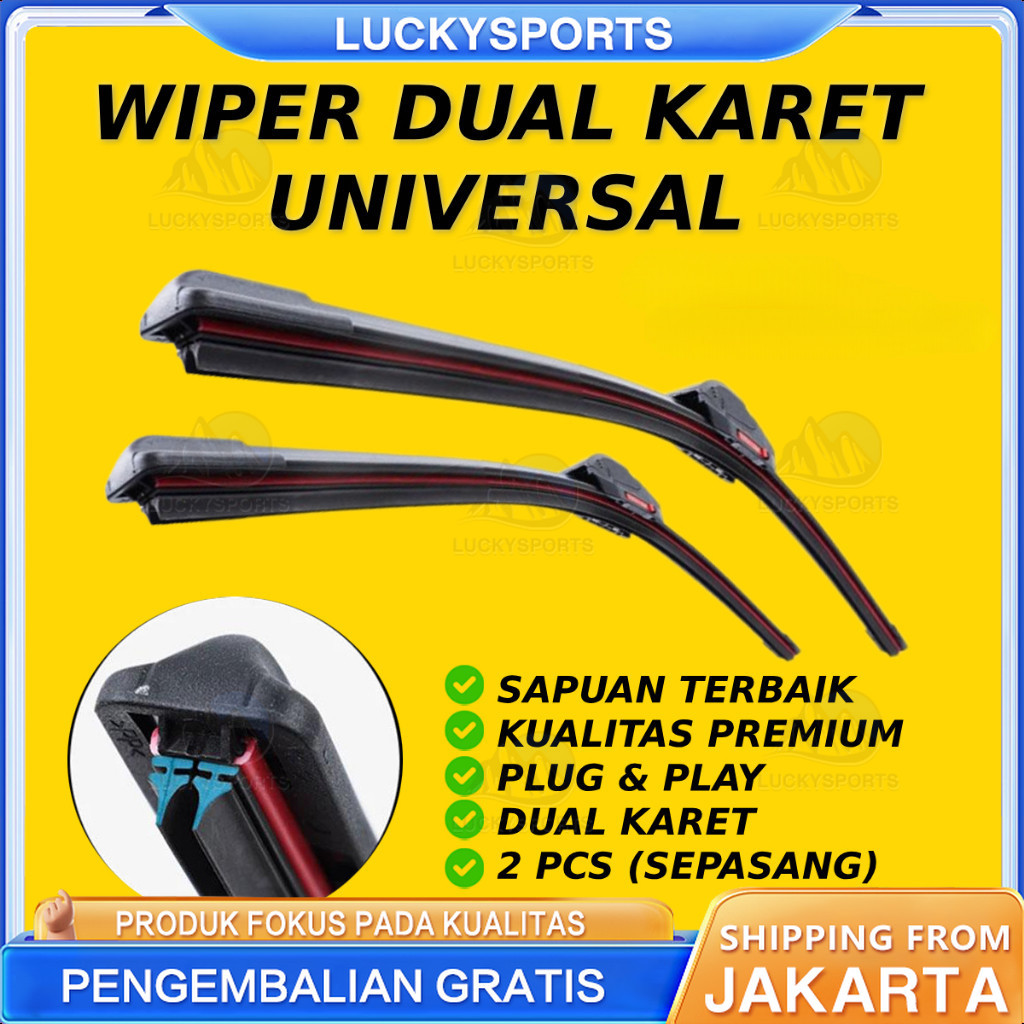 Wiper Frameless Dual Blade Wiper Mobil Dual Blade - Universal Semua Mobil - Wiper Frameless Dual Kar