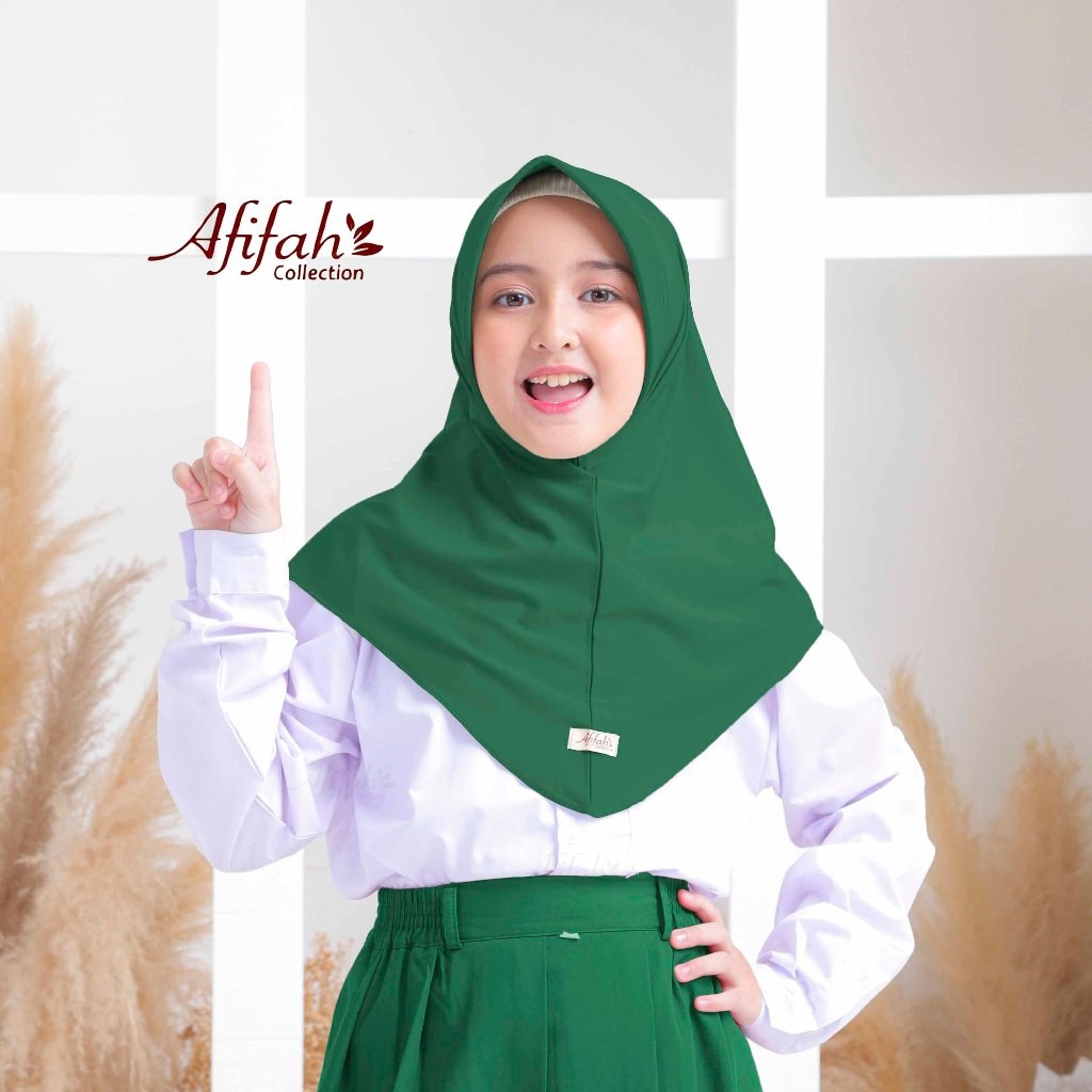 Hijab Bergo Hamidah Hijau Madrasah / Botol Jilbab Instan Hijab Anak Sekolah SD by Afifah Collection