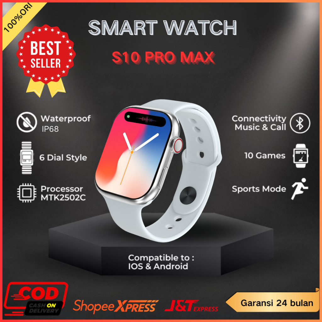 ️（100%ORI）S10 Pro Max Smart Watch 2.3Inci Layar Sentuh SmartWatch Wanita IP68 Waterproof NFC Wireles