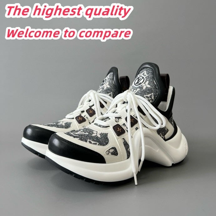 LV archlight denim lace up retro casual sneakers white grayish brown Women's shoes 5820678
