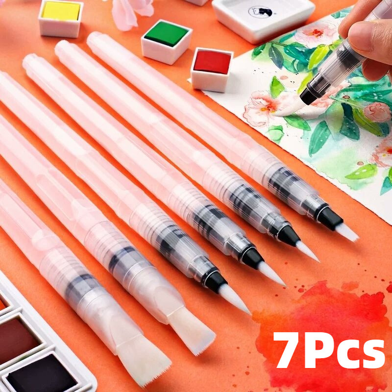 

3/7pcs Watercolor Brush Pens Art Painting Refillable Paint Brushes Pens for Watercolor Drawing Art Supplies