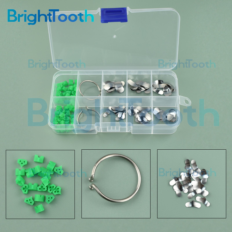 140pcs/set Dental sectional contoured matrix metal ginjal band wedges set dental matriks universal g