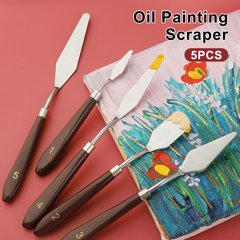 

5PCS Manual Scraper Pallete Knife Pisau Lukis Cake Buttercream Cake Painting Yamama Baking