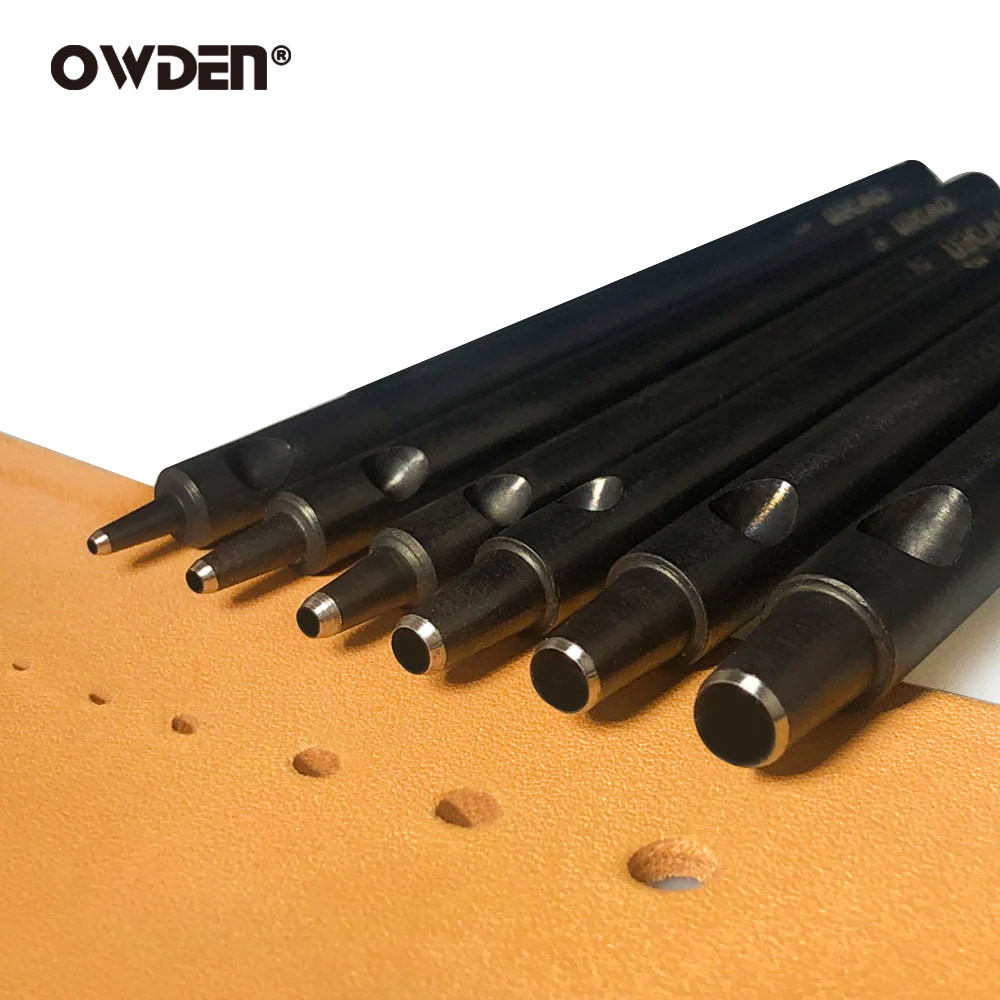 

OWDEN 1-5mm 6Pcs Leather Hollow Puncher Set for Paper Thin Plastic Fabric Rubber for Belt Strap Hole Watchband Punch