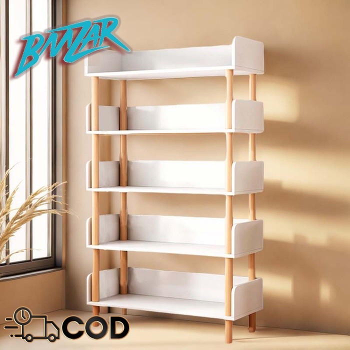 RAK BUKU MINIMALIS 6 TINGKAT RAK MAKANAN RINGAN LEMARI BUKU KAYU RAK BUKU MINIMALIS KAYU