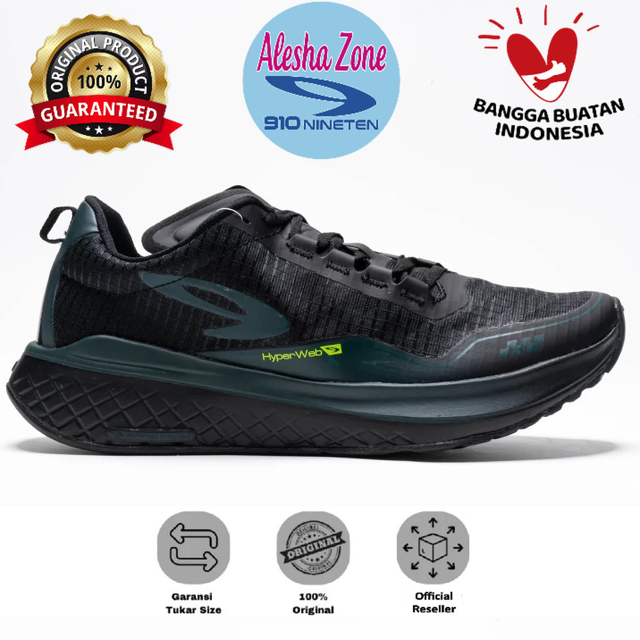 910 Nineten ULTRA EKIDEN - Hijau Tua Hijau Neon / SEPATU LARI Original