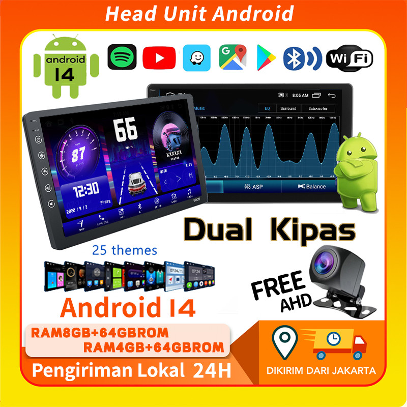 Dual Kipas4G+64G IPS Screen Head Unit 7/9/10 Inch Car Android 14 Navigasi Untuk TOYOTA Daihatsu Mits