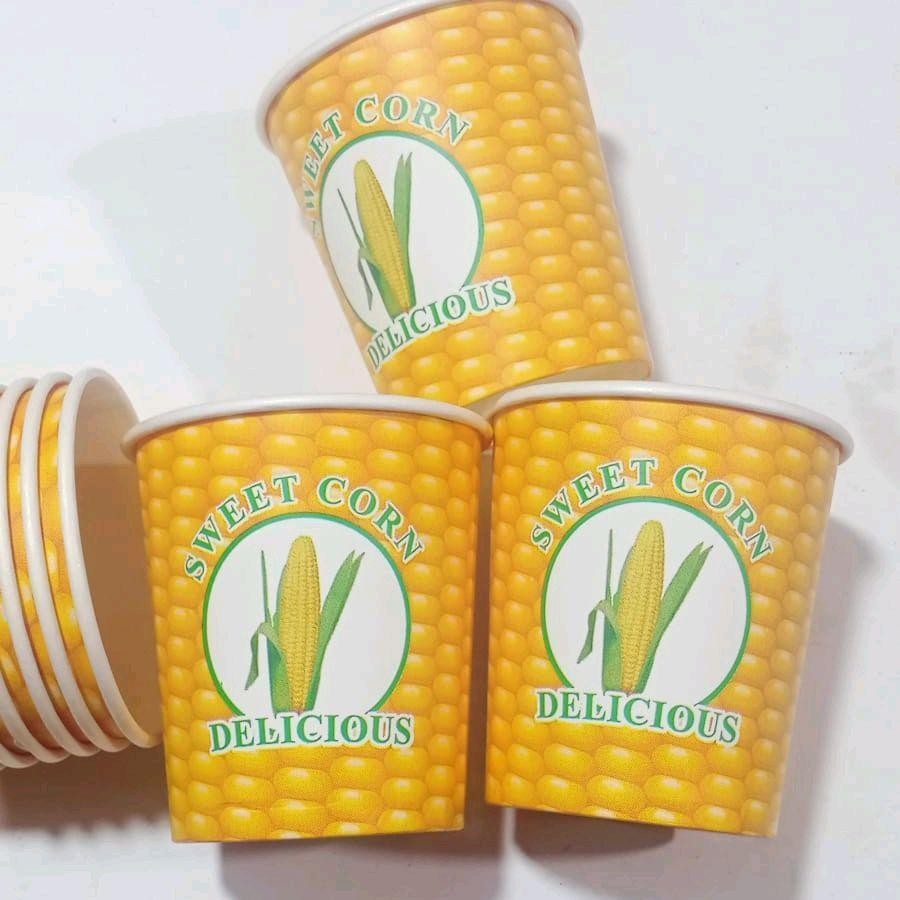 GELAS CUP/ PAPER CUP MOTIF JAGUNG Paper cup jagung 6.5oz jasuke motif jagung 1slop isinya 50pcs / Pa