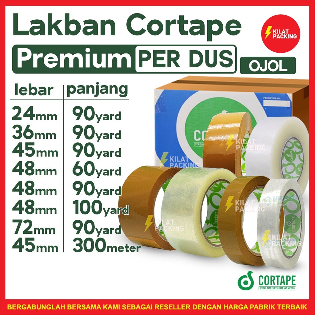 

Lakban / Selotip / Isolasi Cortape Grosir Termurah Harga Ekonomis Per DUS GOJEK/GRAB