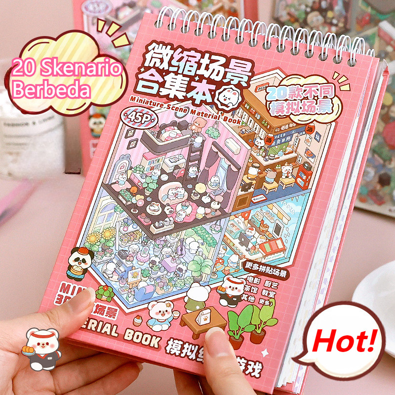 

3D Stiker Kreatif Mini Multi-skenario 45 Lembar Stiker Scrapbook Lansekap Rumah Buatan Tangan Stiker Hadiah Anak