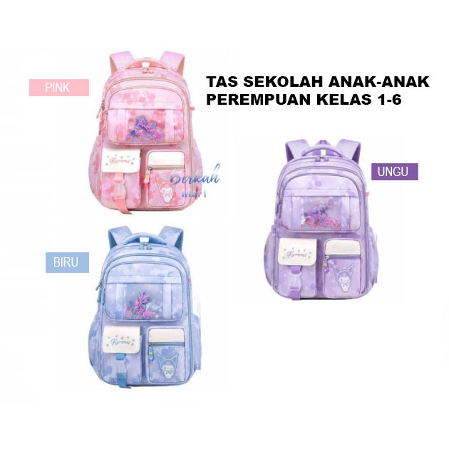 Tas Sekolah untuk Anak Perempuan Model Kulkas Tema Motif Sanrio Kuromi Playgroup TK SD Kelas 1 2 3 4