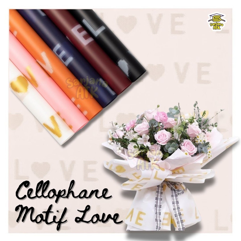 

Kertas Buket / Paper Wrapping / Cellophane Paper / Paper Flower Motif Love
