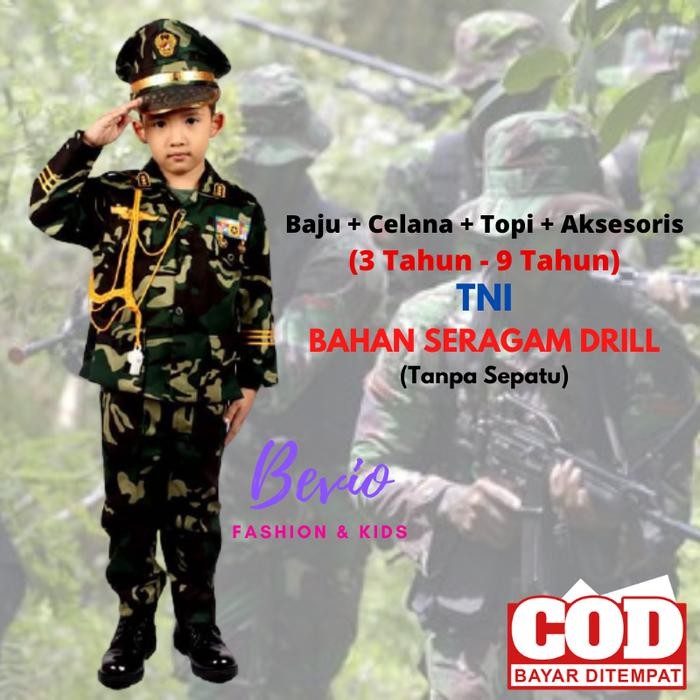 Kostum Anak Profesi ABRI TNI Tentara Loreng Kijang Baju Seragam - 1