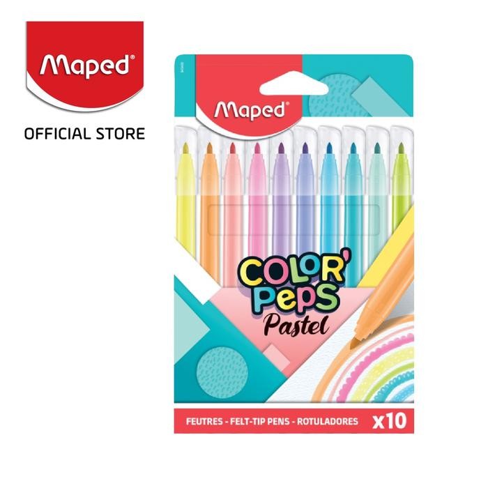 

【M-MT】DISKON!!! Maped Felt Tips Pastel ColorPeps isi 10 warna kemasan cardboard - Spesifikasi