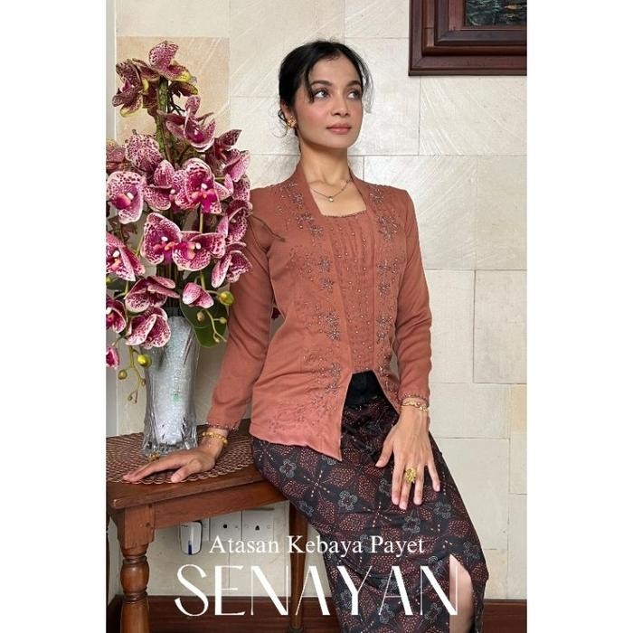 

Atasan Kebaya Kutubaru Lengan Panjang Payet Senayan - Cinamon rose, S