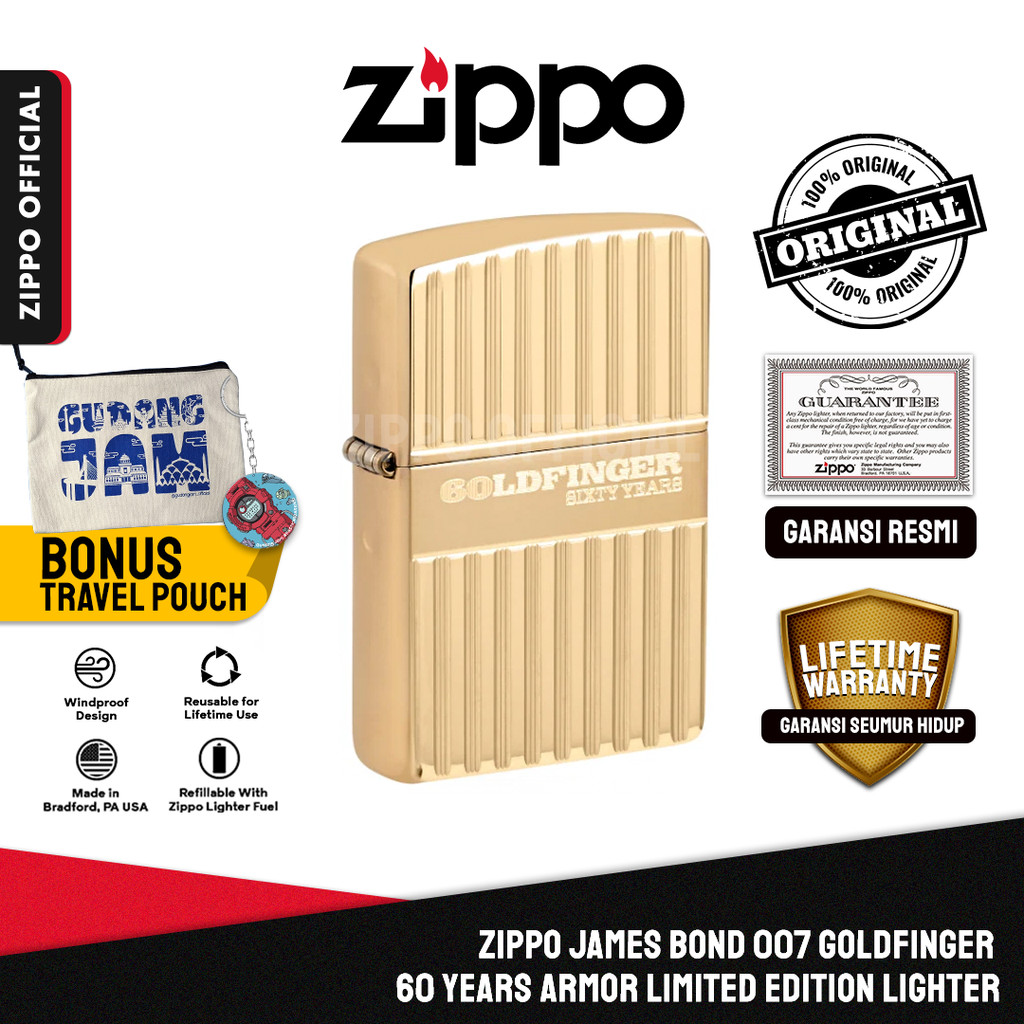 Zippo James Bond 007 Goldfinger 60 Years Armor Limited Edition Lighter 46467 | Garansi Lifetime | Or
