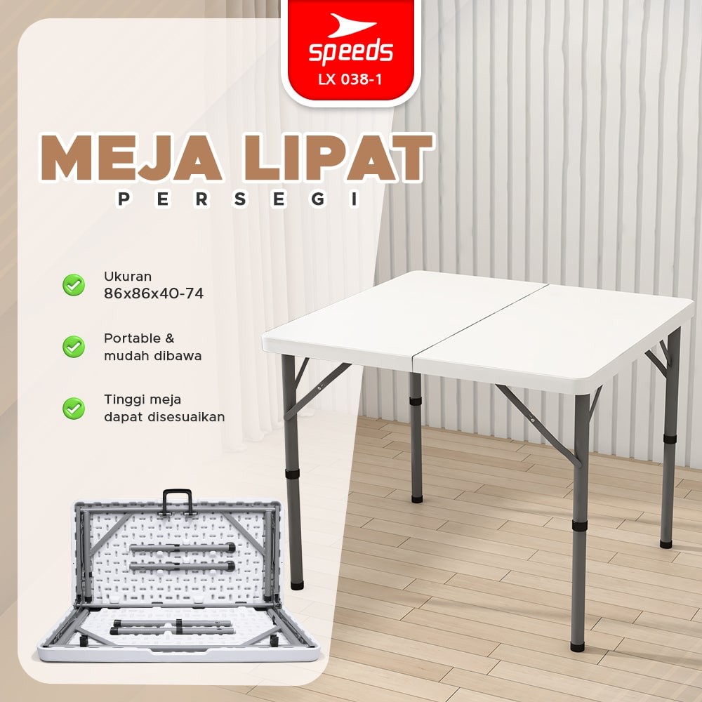SPEEDS Meja Lipat Plastik Indoor Outdoor Piknik Pameran Serbaguna Besar Meja Kantor Portable Meja Ma