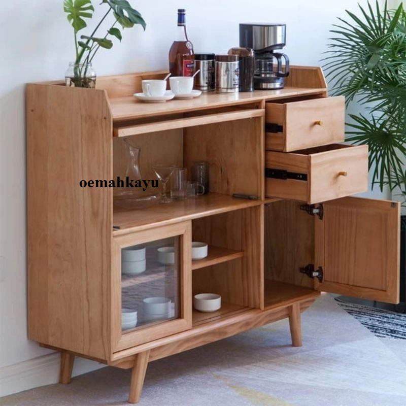 Bufet minimalis kayu jati Rak dapur kitchen kayu jati Buvet Dapur