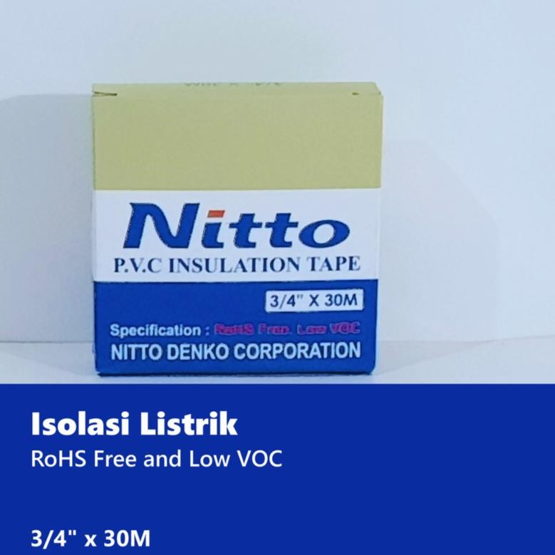 

ISOLASI NITTO ORIGINAL 3/4 INCH 30M 30 M HITAM TAPE LAKBAN LISTRIK ORI