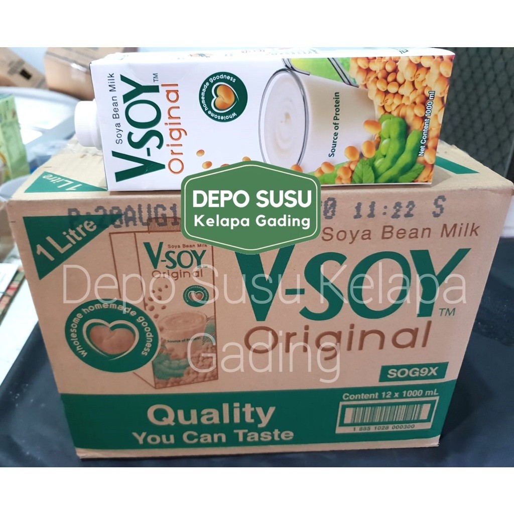 

V-Soy Original / Low sugar (1X12) Kartonan Susu Kedelai | Vsoy Soya Milk UHT Voat V-Oat