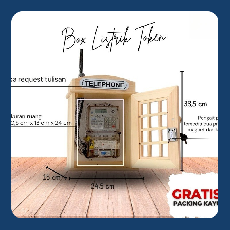 Box Meteran Listrik Prabayar Token London Kayu Natural